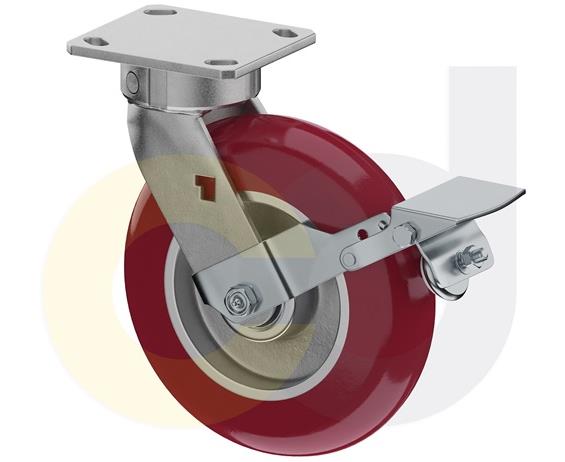 ZINC PLATED CASTERS - POLY ON ALUMINUM WHEELS