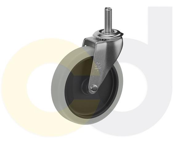 THREADED STEM CASTERS - THERMO-RUBBER WHEELS