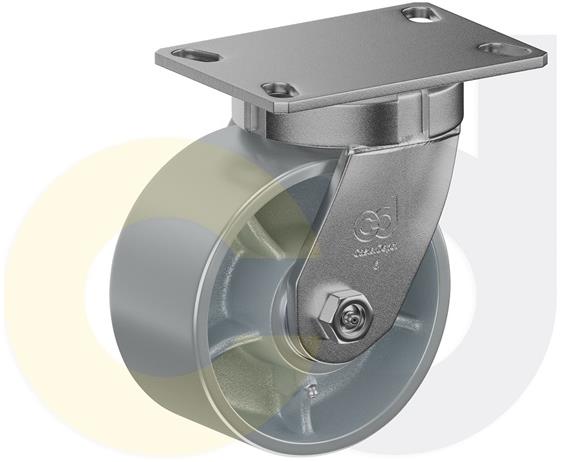 ZINC PLATED KINGPINLESS CASTER- CAST IRON WHEELS