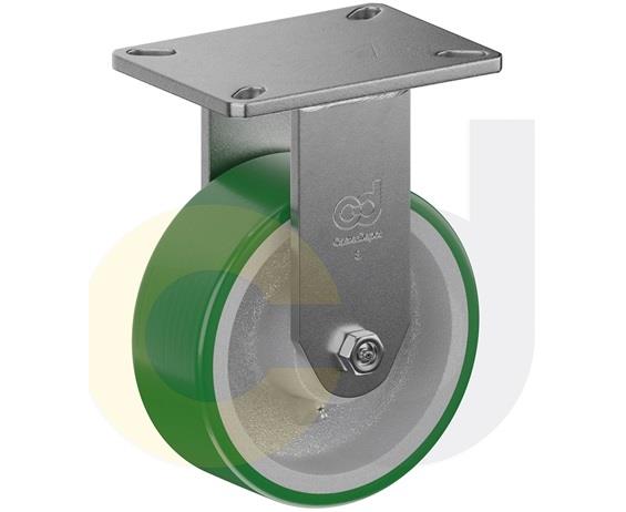 ZINC PLATED KINGPINLESS CASTERS- POLY ON CAST IRON WHEELS