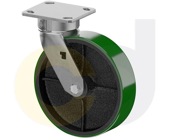 ZINC PLATED CASTERS - POLY ON CAST IRON WHEELS