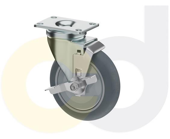 ZINC PLATED CASTERS - THERMO-RUBBER WHEELS