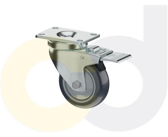 ZINC PLATED CASTERS - THERMO-URETHANE WHEELS