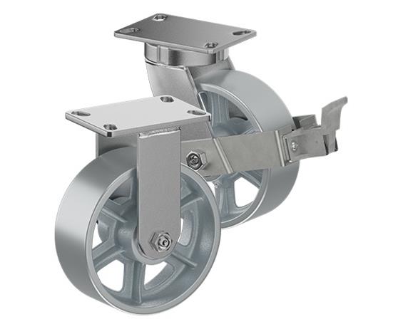 CASTERDEPOT TOP PLATE CASTERS 5.25 X 7.25 - CHEMICAL, OIL &amp; WATER RESISTANT - CAP. UP TO 2500 LBS.