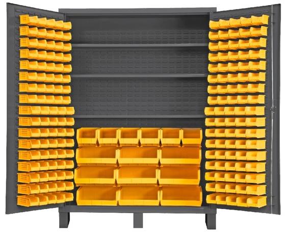 HEAVY DUTY ALL-WELDED BIN &amp; SHELF 14 GA. STEEL STORAGE CABINETS