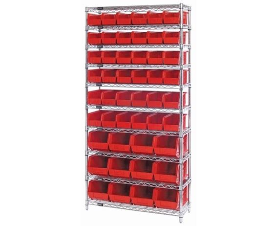 CHROME WIRE SHELVING UNITS WITH ULTRA BINS
