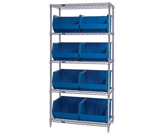 CHROME WIRE SHELVING UNITS WITH ULTRA BINS