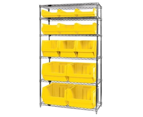 CHROME WIRE SHELVING UNITS WITH MAGNUM BINS