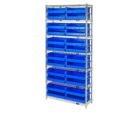 CHROME WIRE SHELVING UNITS WITH ULTRA BINS