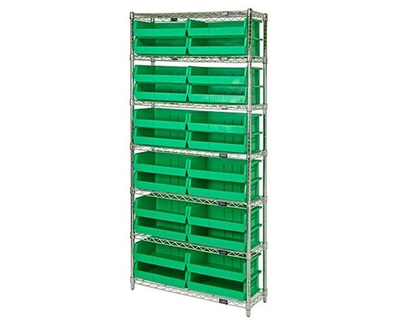 CHROME WIRE SHELVING UNITS WITH ULTRA BINS