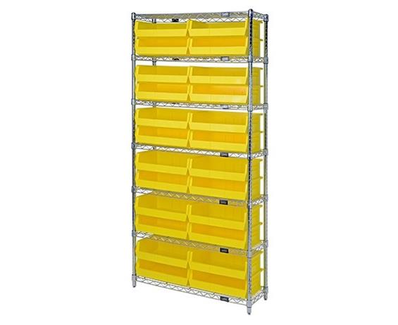 CHROME WIRE SHELVING UNITS WITH ULTRA BINS