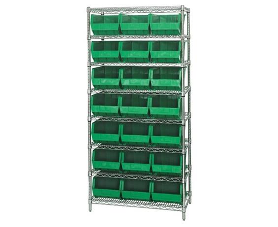 CHROME WIRE SHELVING UNITS WITH ULTRA BINS