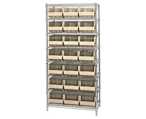 CHROME WIRE SHELVING UNITS WITH ULTRA BINS