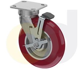 ZINC PLATED CASTERS - POLY ON ALUMINUM WHEELS