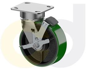 ZINC PLATED CASTERS - POLY ON CAST IRON WHEELS