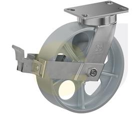 ZINC PLATED KINGPINLESS CASTER- CAST IRON WHEELS