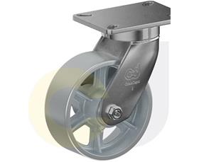 ZINC PLATED KINGPINLESS CASTERS- CAST IRON WHEELS