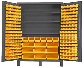 HEAVY DUTY ALL-WELDED BIN &amp; SHELF 14 GA. STEEL STORAGE CABINETS
