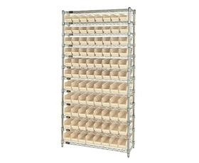 CHROME WIRE SHELVING UNITS WITH SHELF BINS