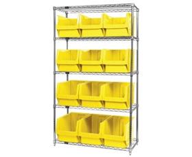 CHROME WIRE SHELVING UNITS WITH MAGNUM BINS