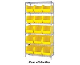 CHROME WIRE SHELVING UNITS WITH ULTRA BINS