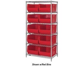 CHROME WIRE SHELVING UNITS WITH HULK CONTAINERS