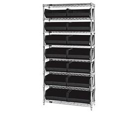 CHROME WIRE SHELVING UNITS WITH ULTRA BINS